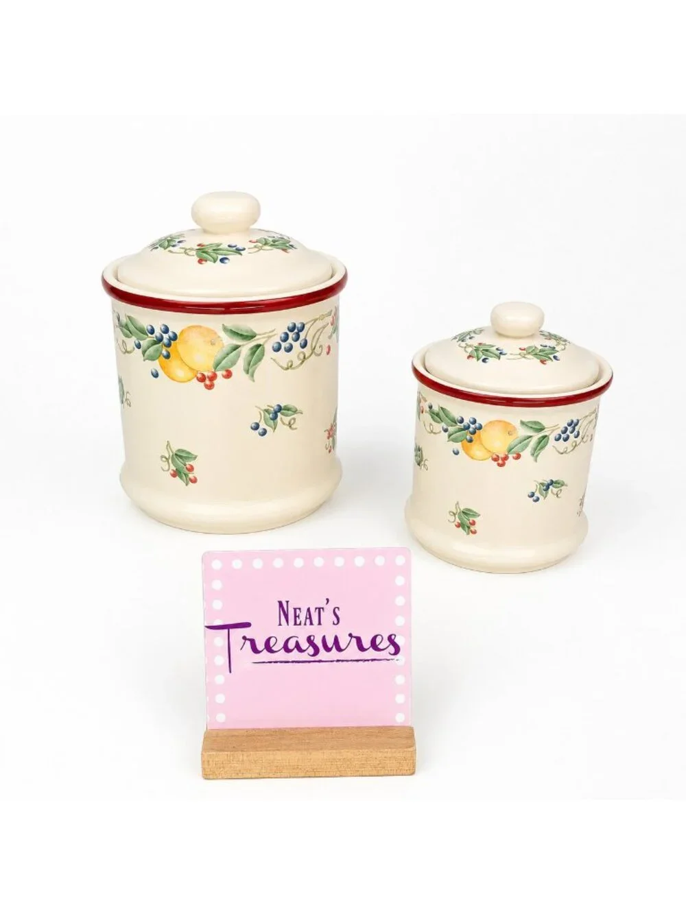 Jay Imports Corelle Coordinates ABUNDANCE Fruit Coffee Tea Canister Jar Set 2